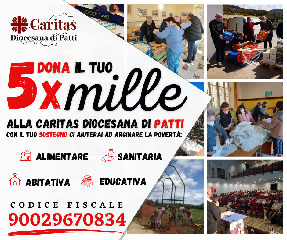 Dona il tuo 5 X MILLE alla Caritas Diocesana di Patti