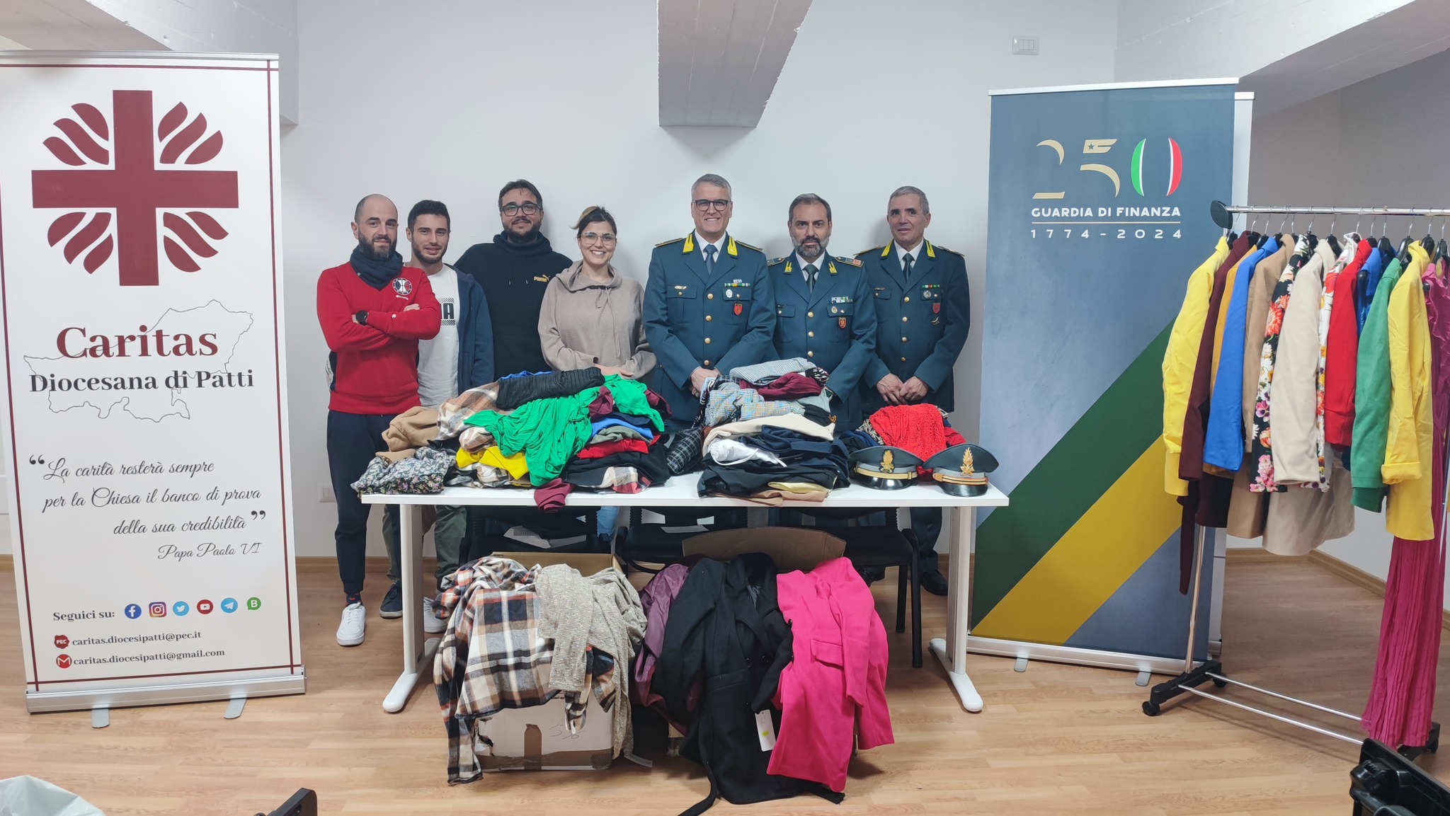 La Guardia di Finanza dona abiti sequestrati alla Caritas Diocesana di Patti